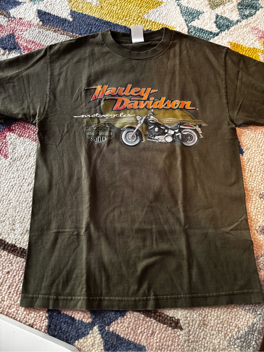 Vintage Harley-Davidson Men's Olive Green Motorcycle Graphic Tee